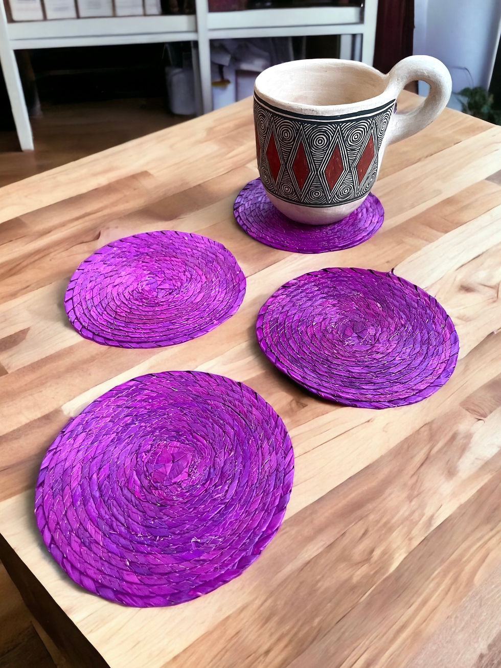 Palm straw coasters