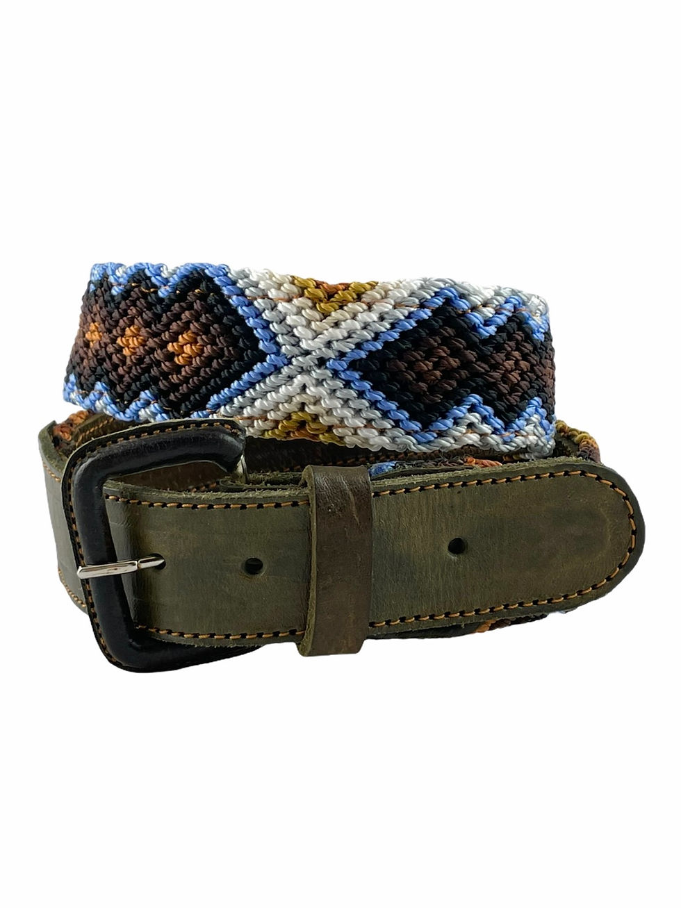 Thumbnail: Leather belts with woven macrame  Size S / 30"