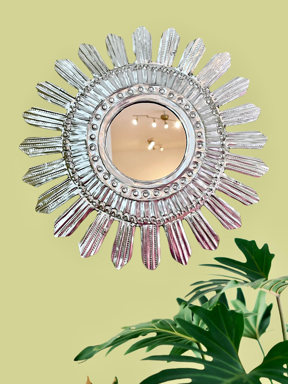 Silver sun - Tinplate wall mirror