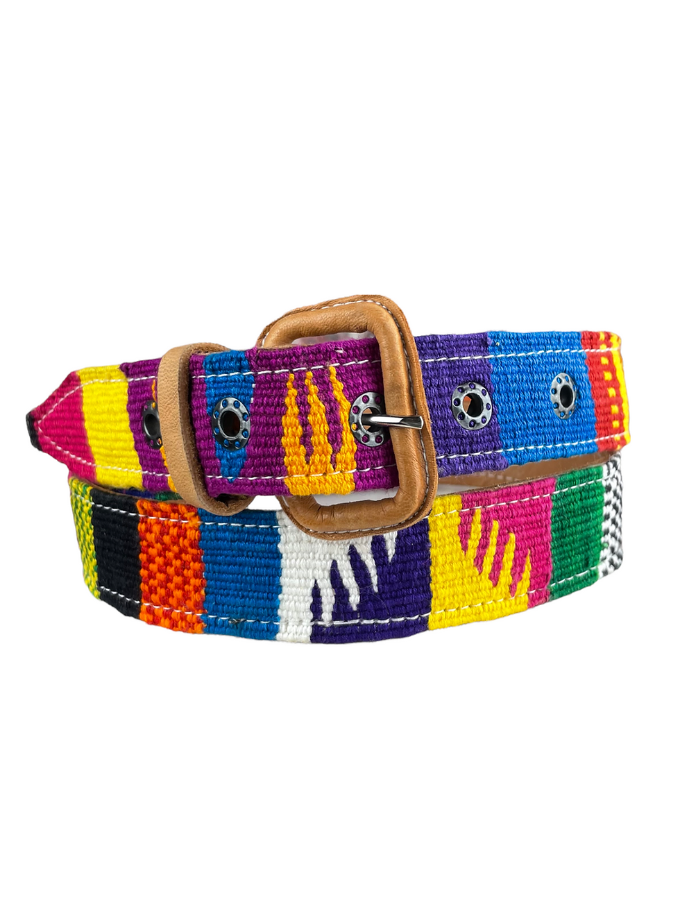 Miniaturbild: Guatemaltekischer Ledergürtel mit gewebtem Textil Größe 36"