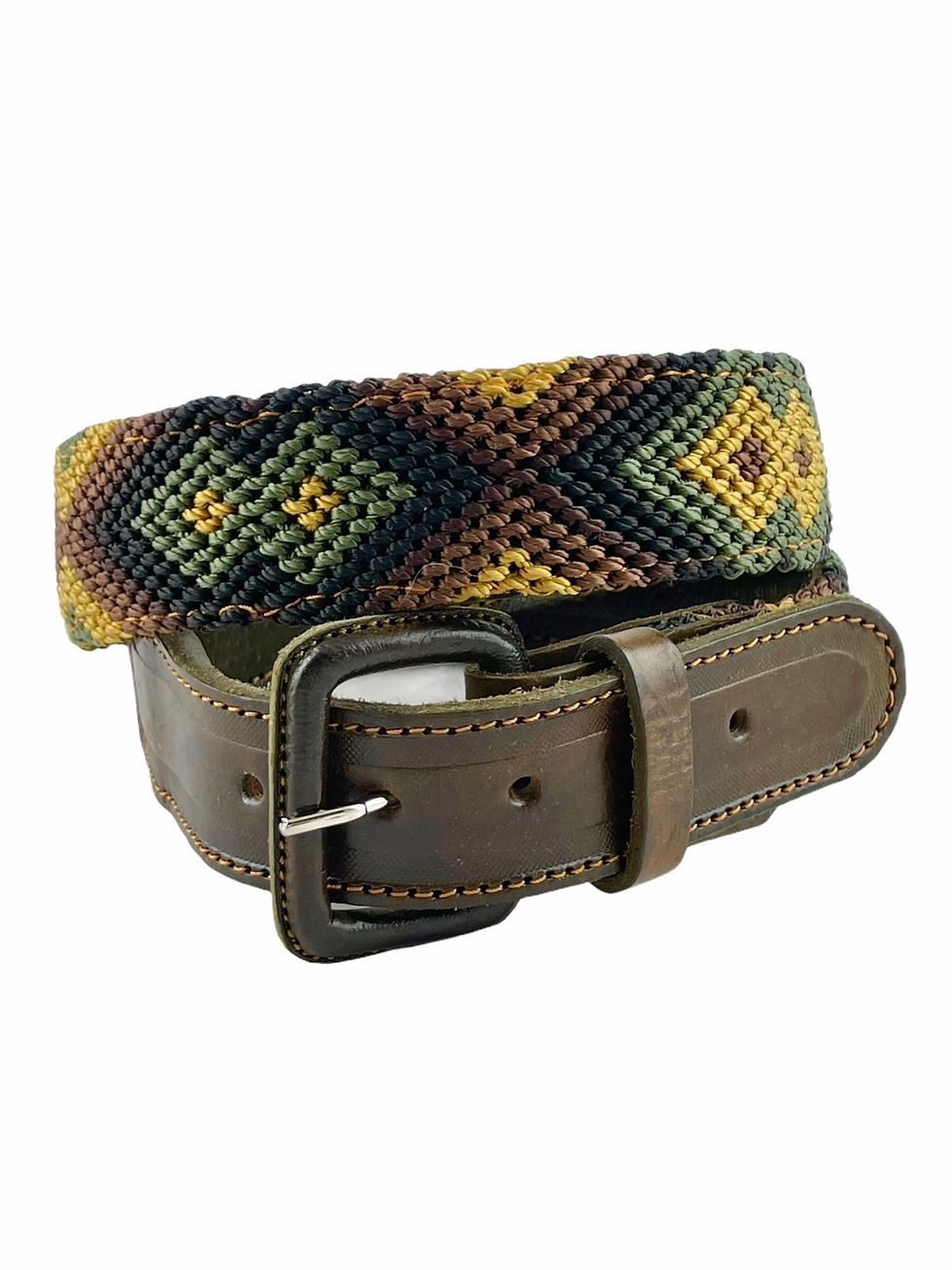 Thumbnail: Leather belts with woven macrame  Size S / 30"