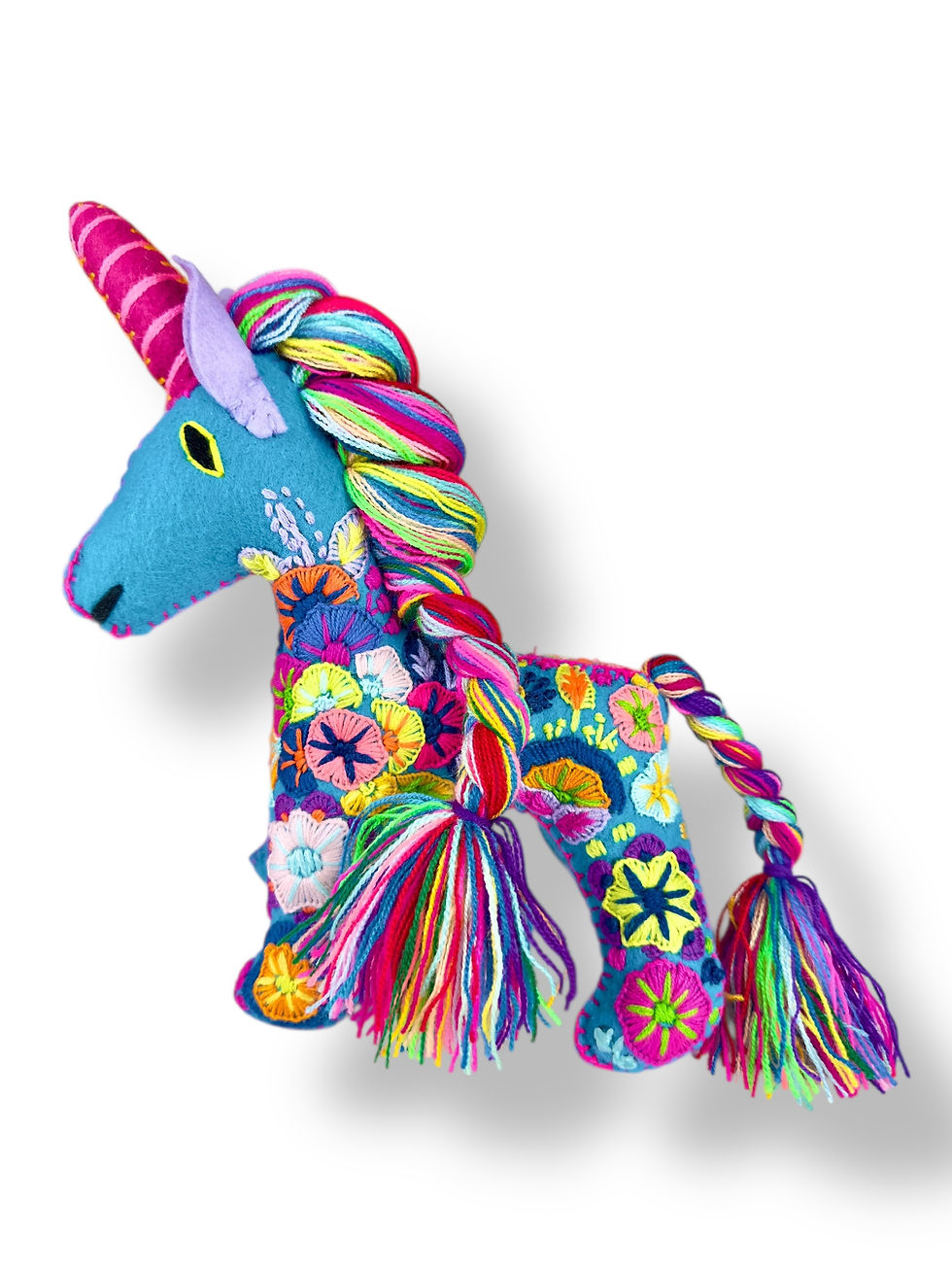 Thumbnail: Hand embroidered felt unicorn, made in mexico, chiapas, wool