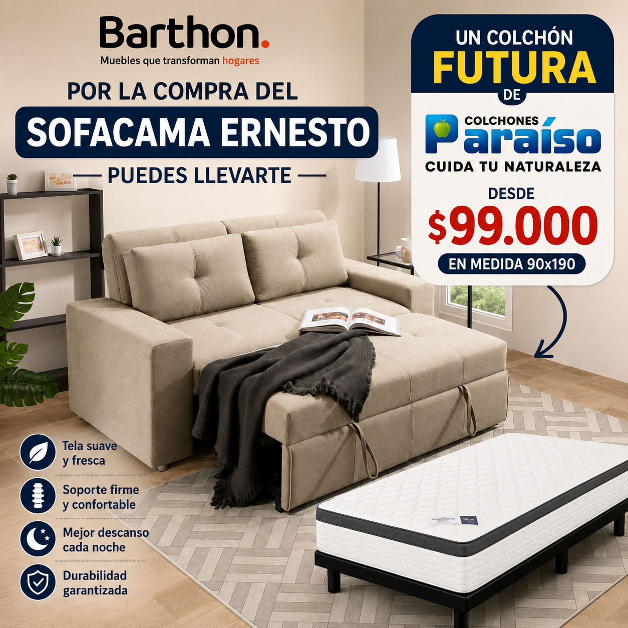 PROMO COLCHÓN FUTURA EXCLUSIVO COMPRAS SOFACAMA ERNESTO