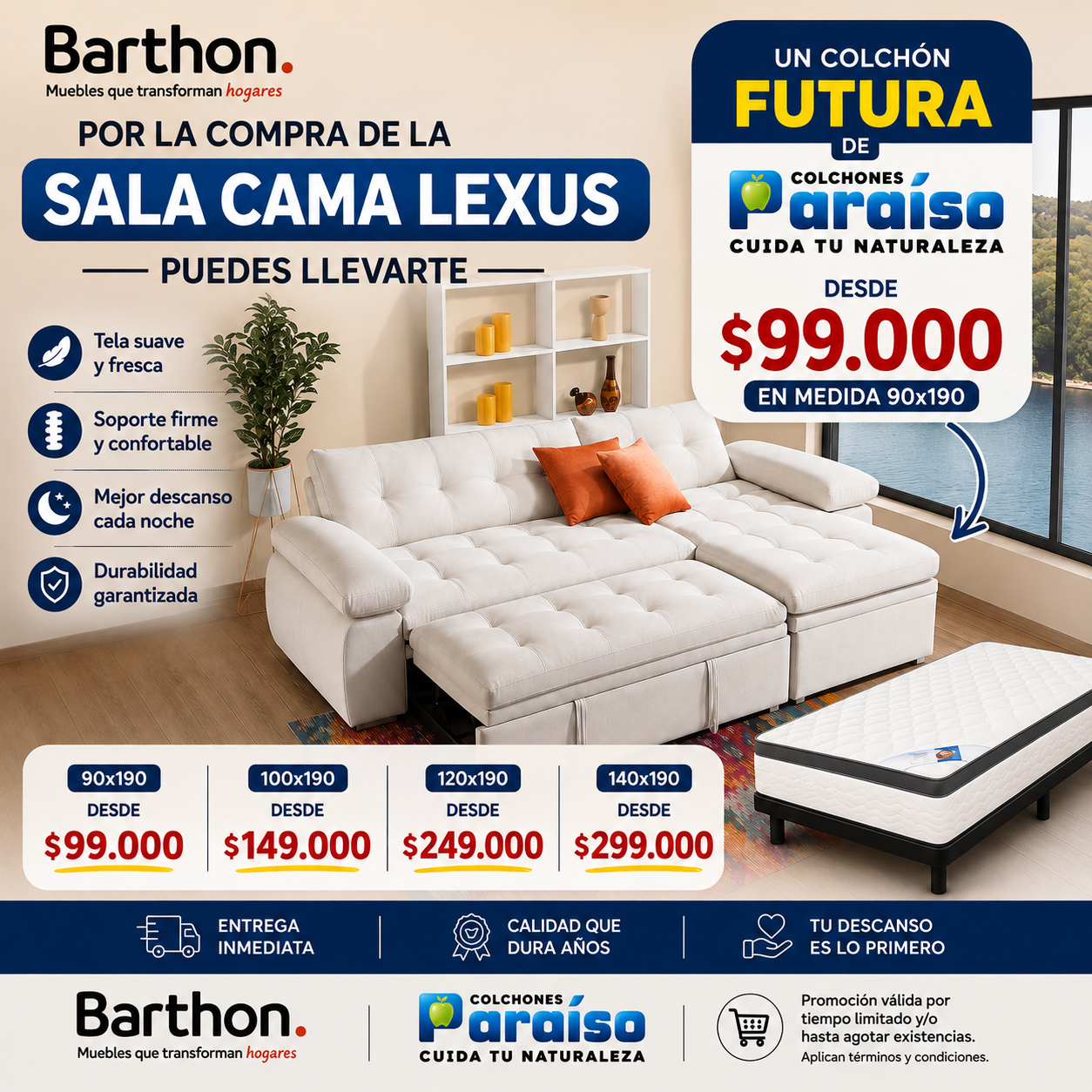 PROMO COLCHÓN FUTURA EXCLUSIVO COMPRAS SALA CAMA LEXUS