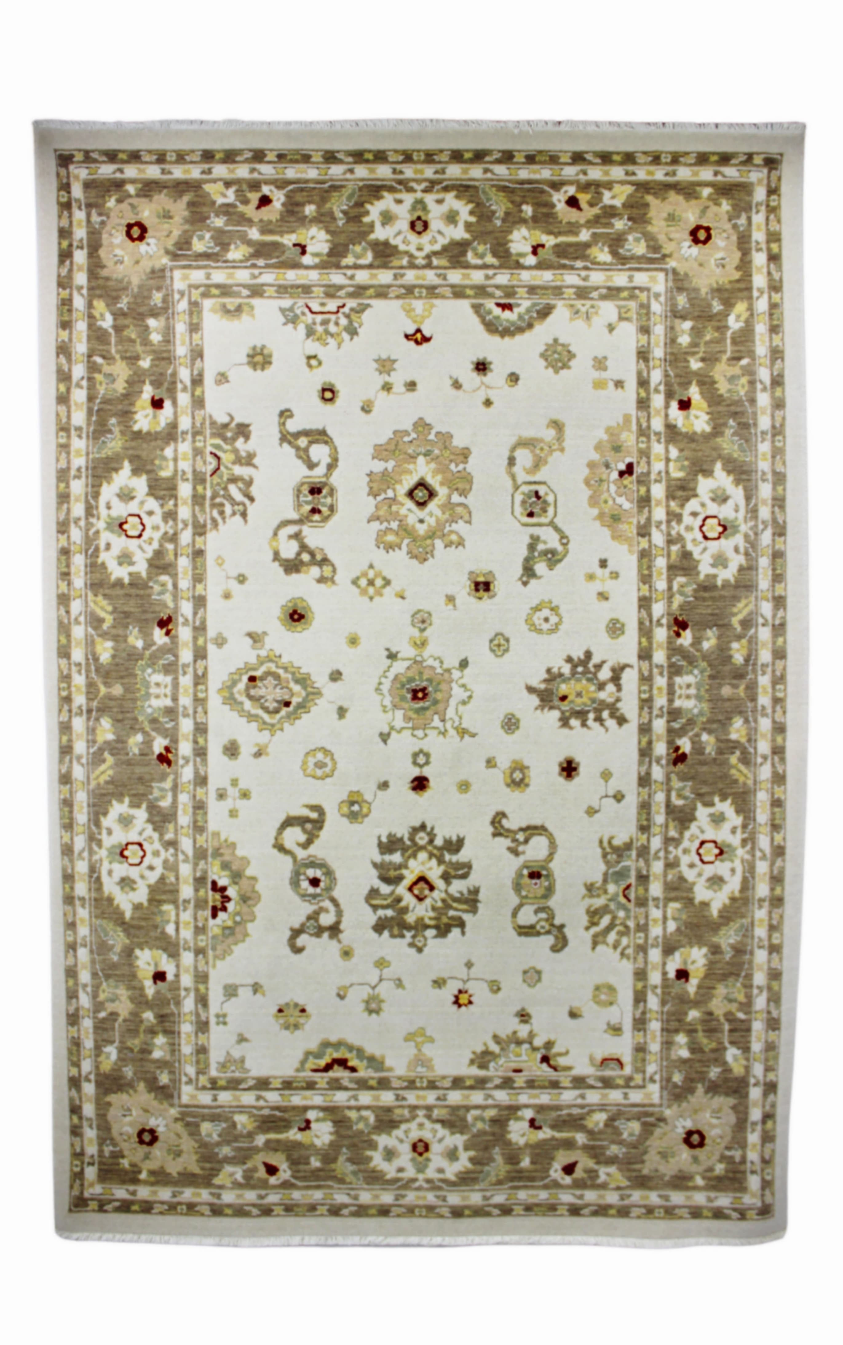 DOĞANLAR ANTIQ UŞAK %100 YÜN KREM BEJ ÖZEL TEZGAH DOKUMA MAKİNE HALISI