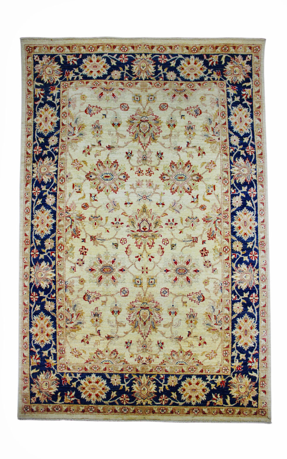 DOĞANLAR ANTIQ %100 KİRMAN YÜNÜ KÖK BOYA ZİEGLER UŞAK KREM LACİVERT EL DOKUMA