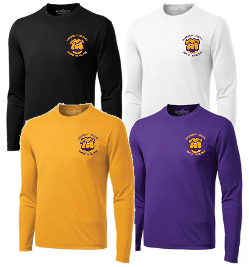BROOKSIDE POLYESTER LONG SLEEVE TEE - LEFT CHEST CREST