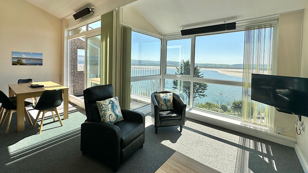 View from lounge balcony and view beyond - G3 Curlew - Aberdovey Hillside Village to SE