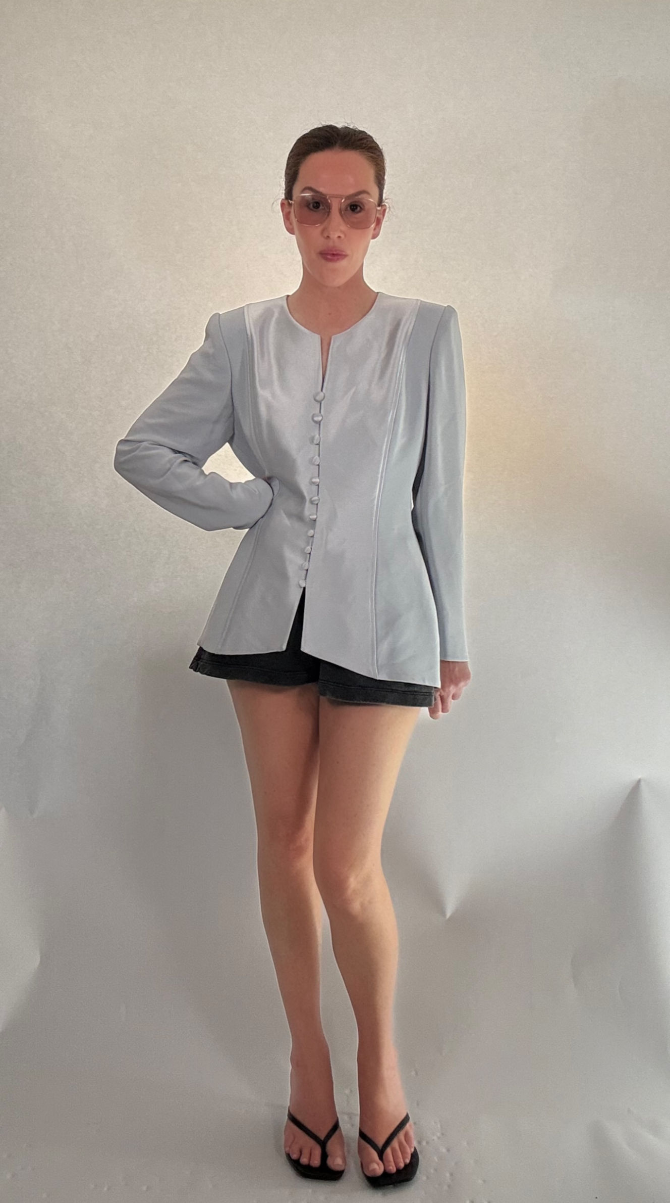 Vintage Drape Back Jacket - Powder Blue