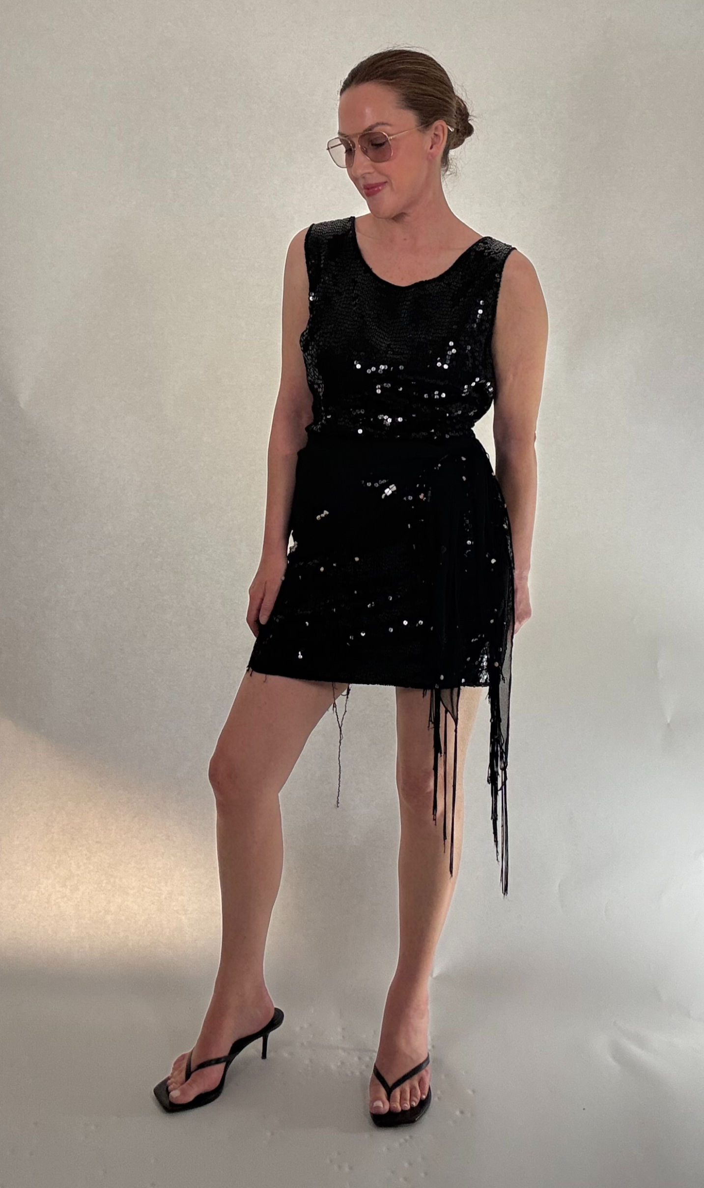 Vintage 80s Sequin Dress - Black