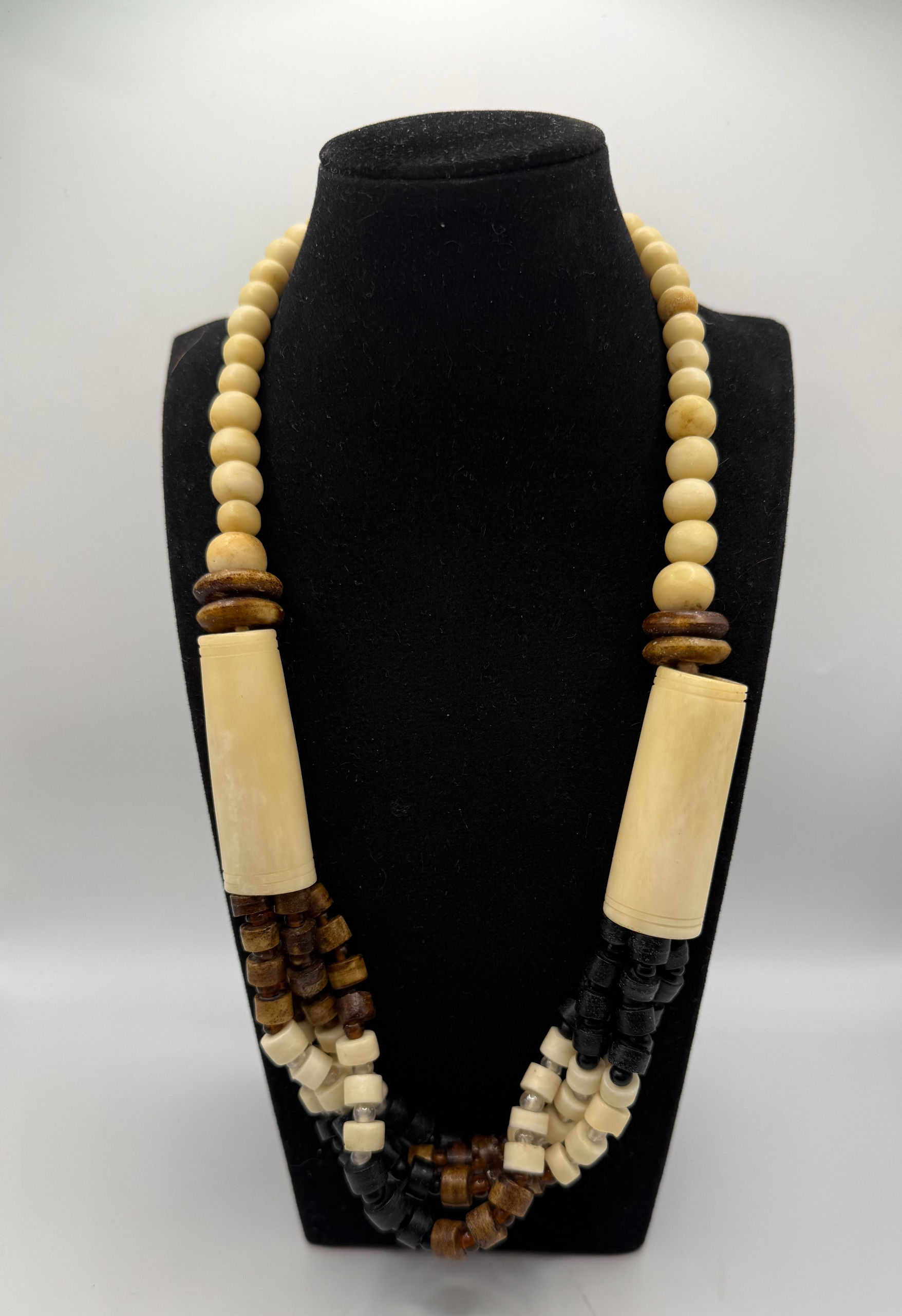 Vintage Bead & Bone Necklace - Multi