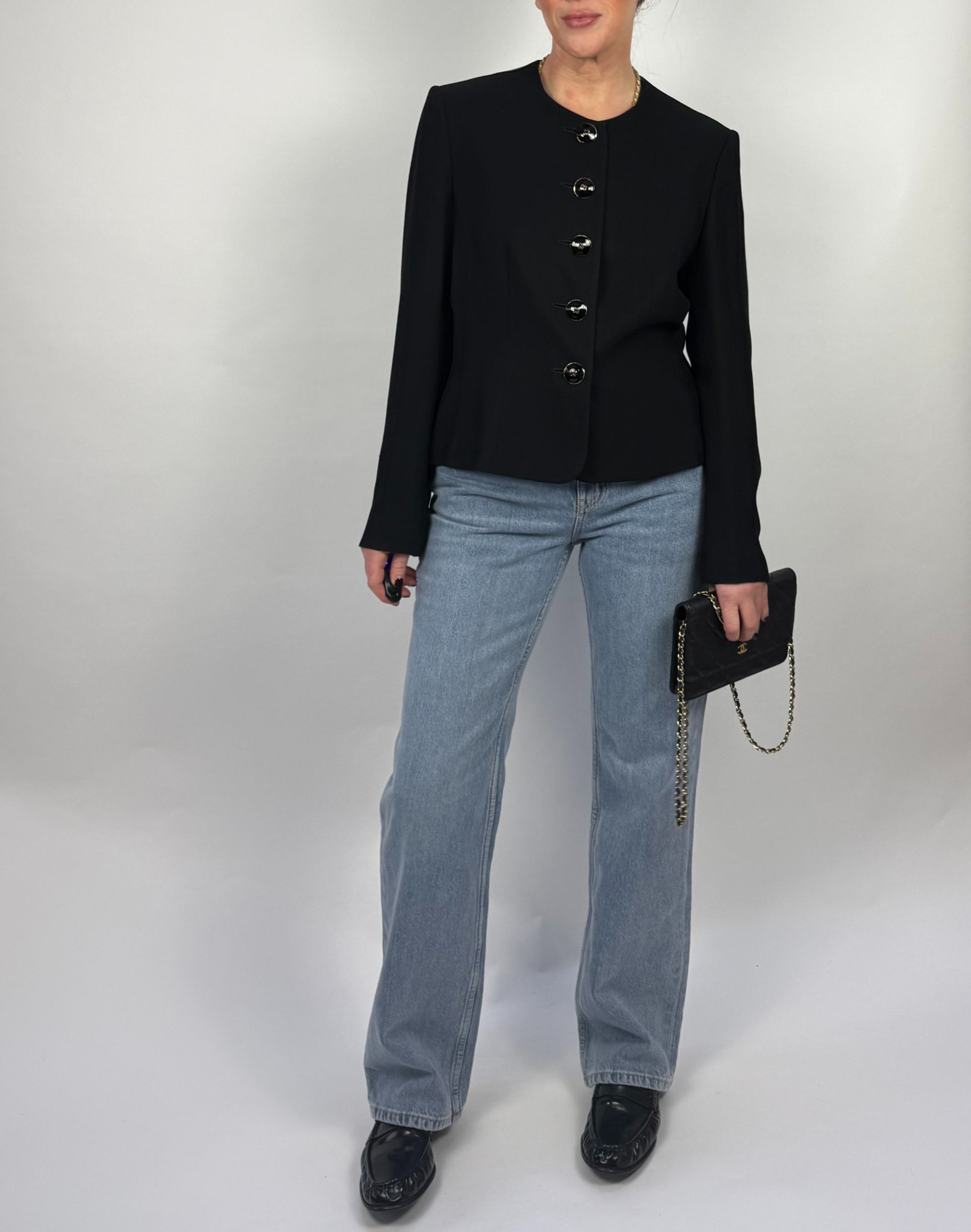 Vintage Gold Button Jacket - Black