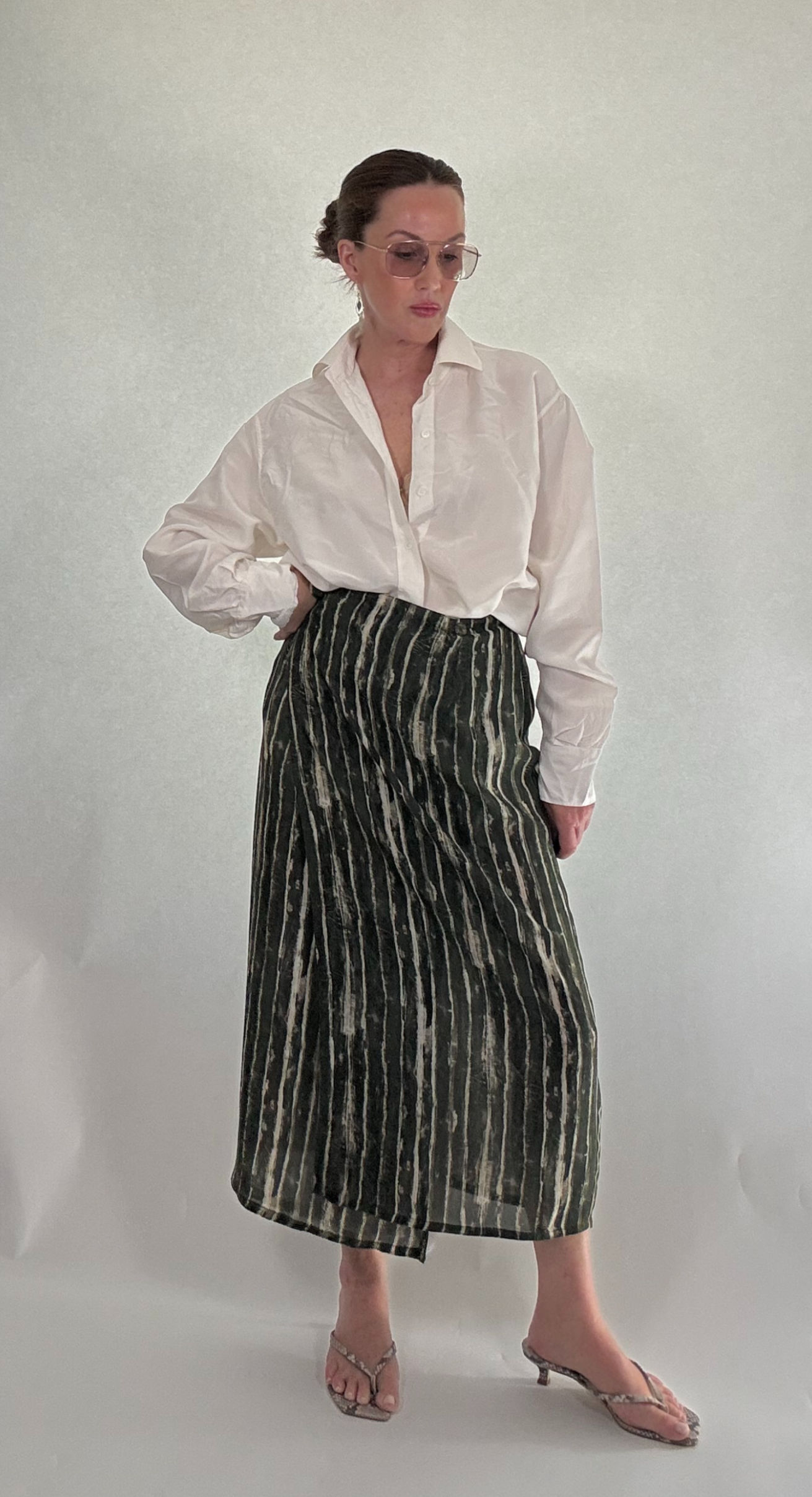 Vintage watermelon stripe wrap skirt - multi