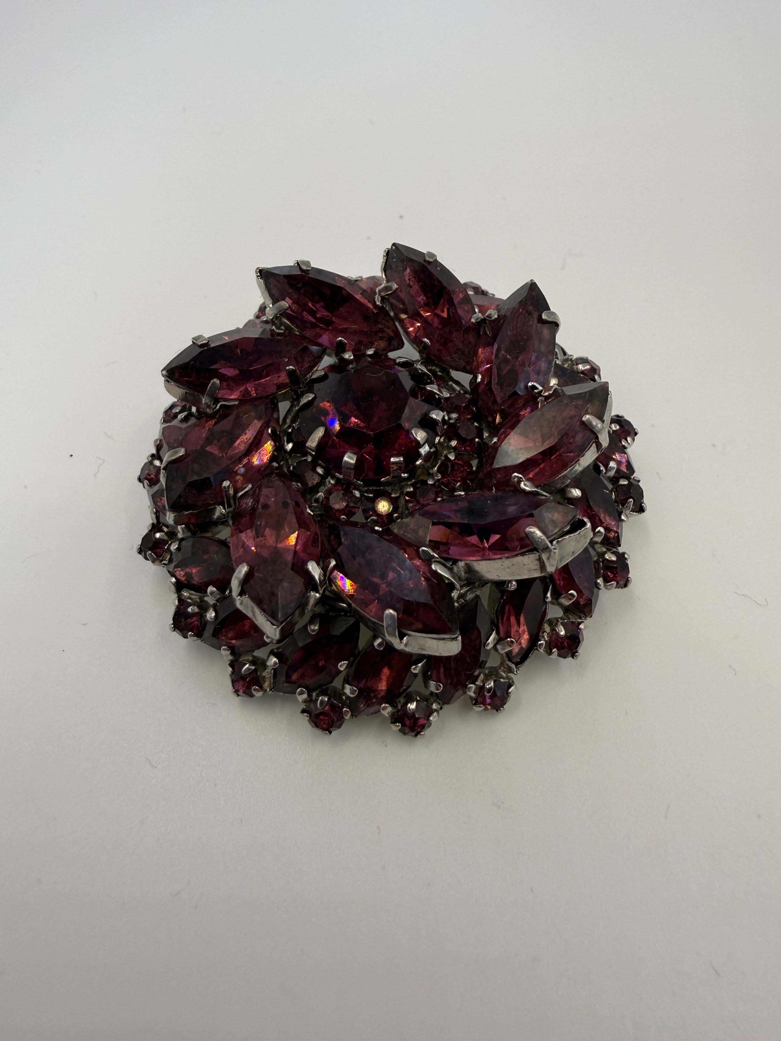 Vintage Flower Brooch - Amethyst