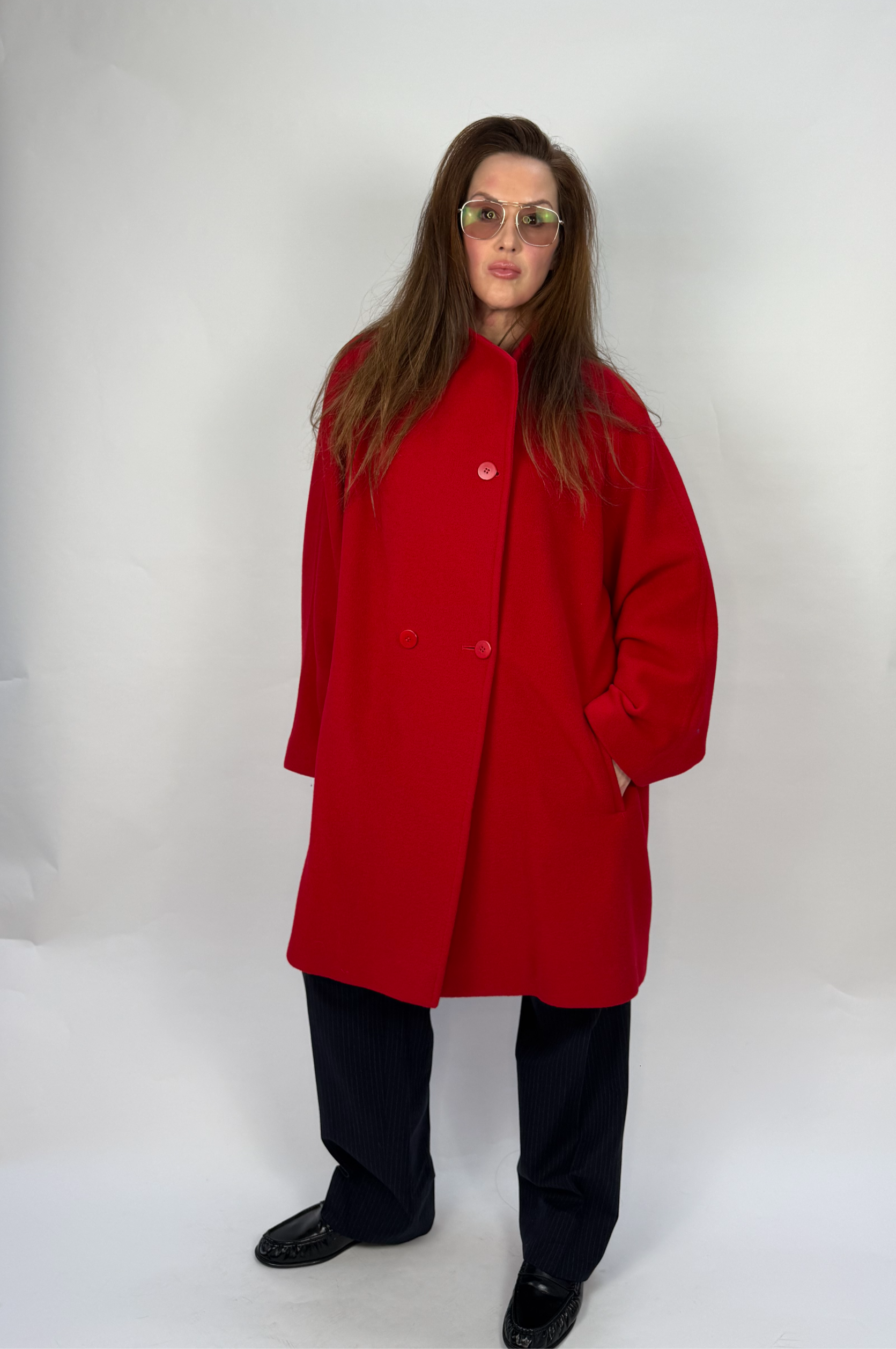 Vintage Wool Coat - Red