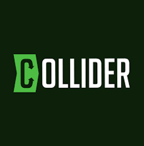 Collider poster in black in green and white
