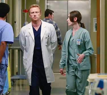 Jennifer Lauren DiBella Actor Actress Career Consultant & Coach in a scene from Grey's Anatomy, created by Shondra Rhimes, with costar Kevin Kidd