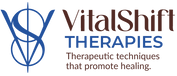 Vital Shift Therapies logo and tag line. The tag line says, "Therapeutic techniques that promote healing"