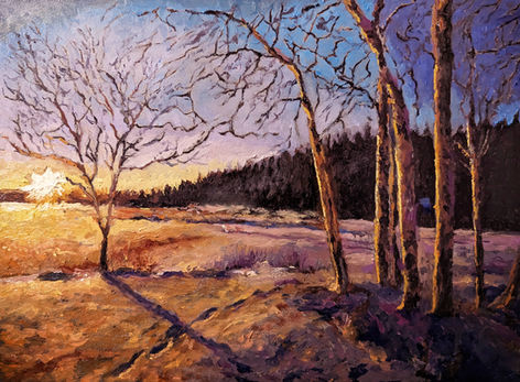 🇬🇧 Oil painting of a snowy meadow at sunrise, with soft light and serene atmosphere.

🇩🇪 Ölgemälde einer verschneiten Wiese bei Sonnenaufgang, mit sanftem Licht und ruhiger Stimmung