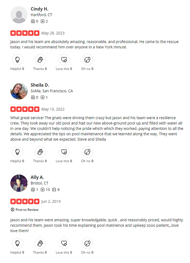 yelp reviews 5 star ct pool construction