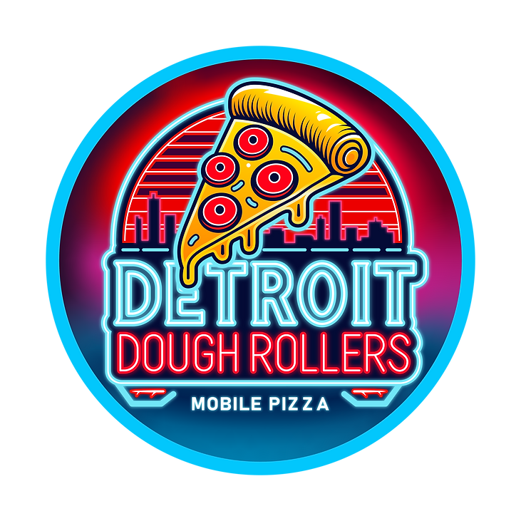 "Detroit Dough Roller logo – Mobile pizza pop-up serving Neapolitan & New York-style hybrid pizzas in Detroit."