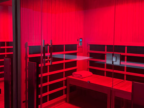 Contrast therapy setup with sauna and cold plunge at B/SPOKE in Boston