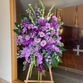 Funeral service white flower standing spray