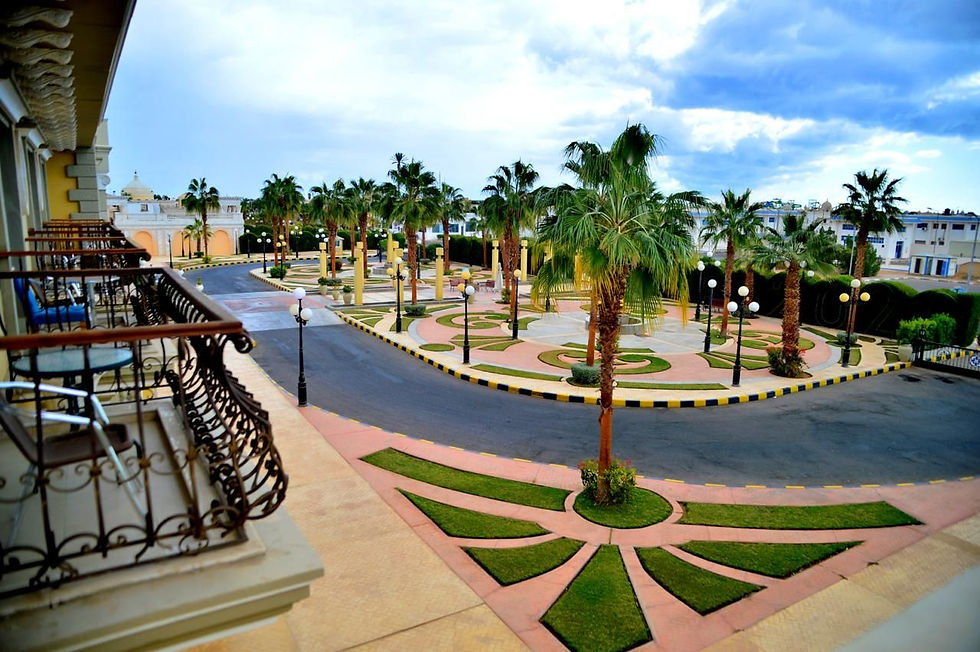 Exterior view of Il Mercato Hotel & Spa in Sharm El Sheikh, showcasing its elegant architecture and central Hadaba location.”