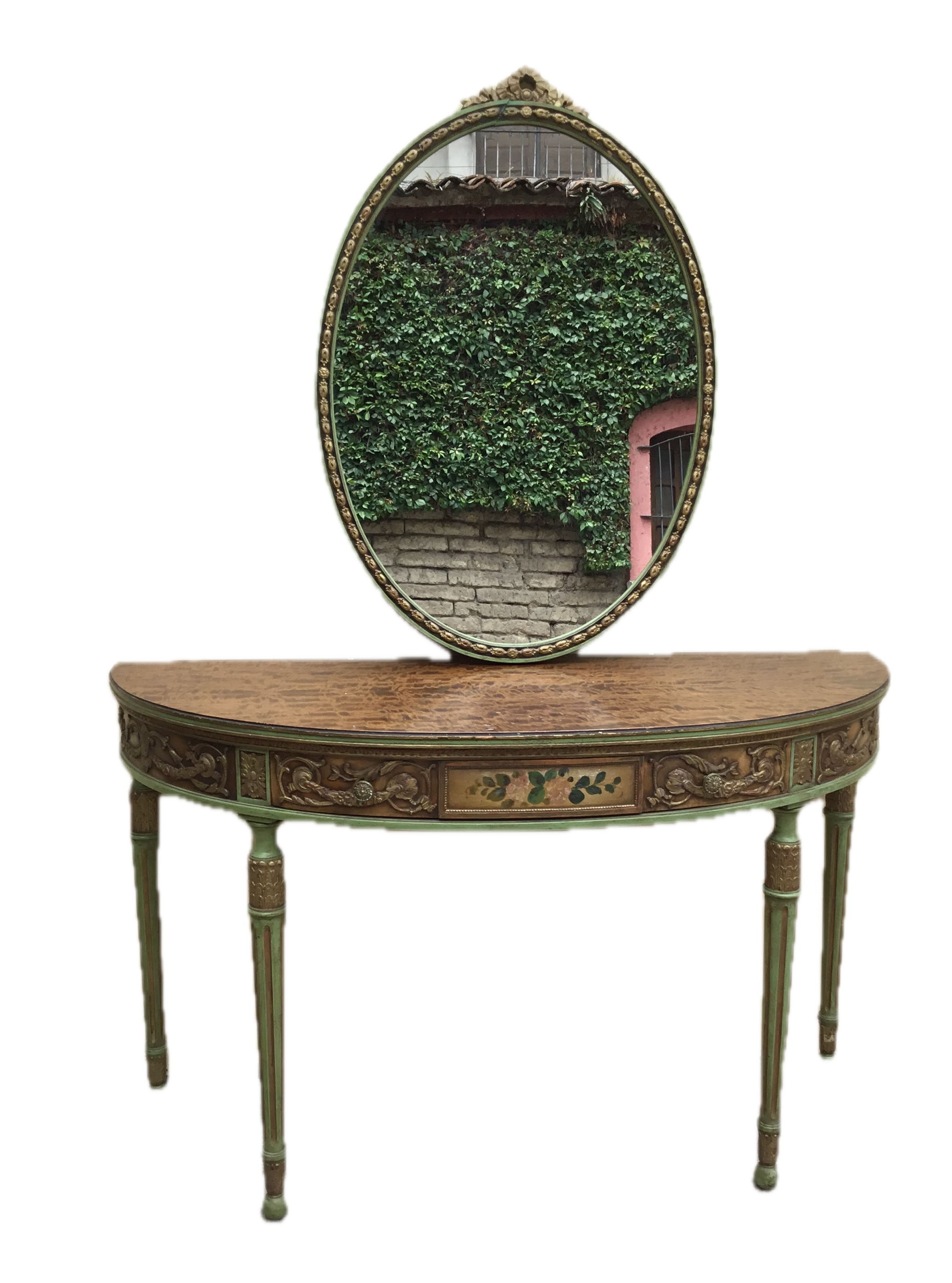 Antique-Demi-Lune-Console-with-Mirror