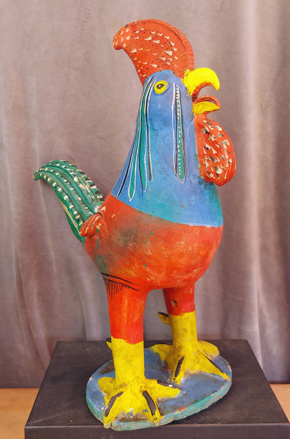 Thumbnail: Candelario-Medrano-Mexican-Folk-Art-Red/Yellow-Train-Santa-Cruz-de-las-Huertas