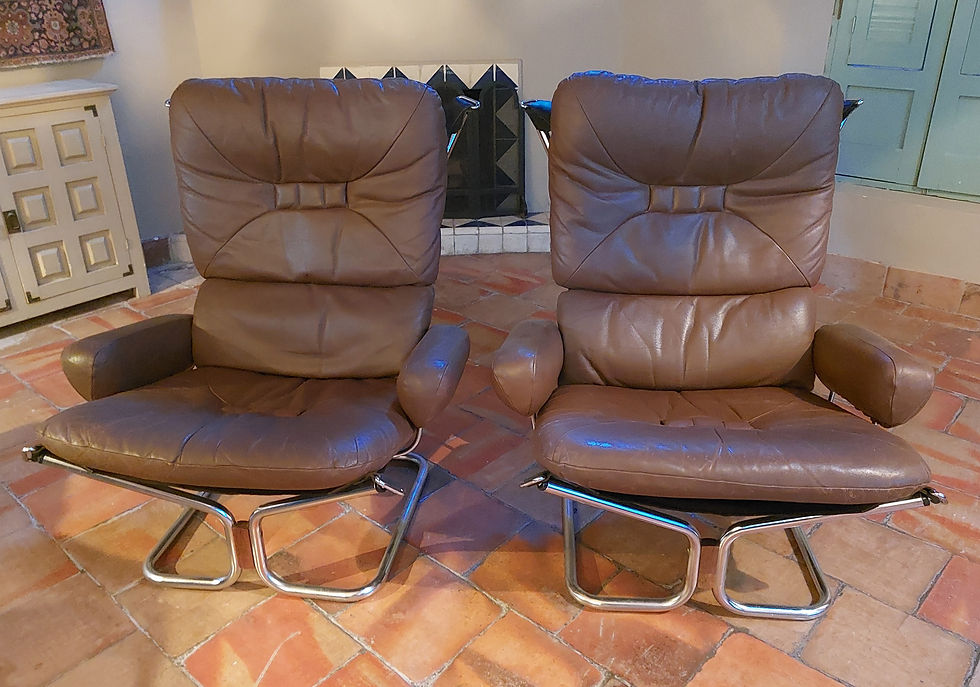 Thumbnail: 50%-OFF-Harald-Relling-Westnofa-"Wing"-Leather-&-Chrome-Lounge-Chair