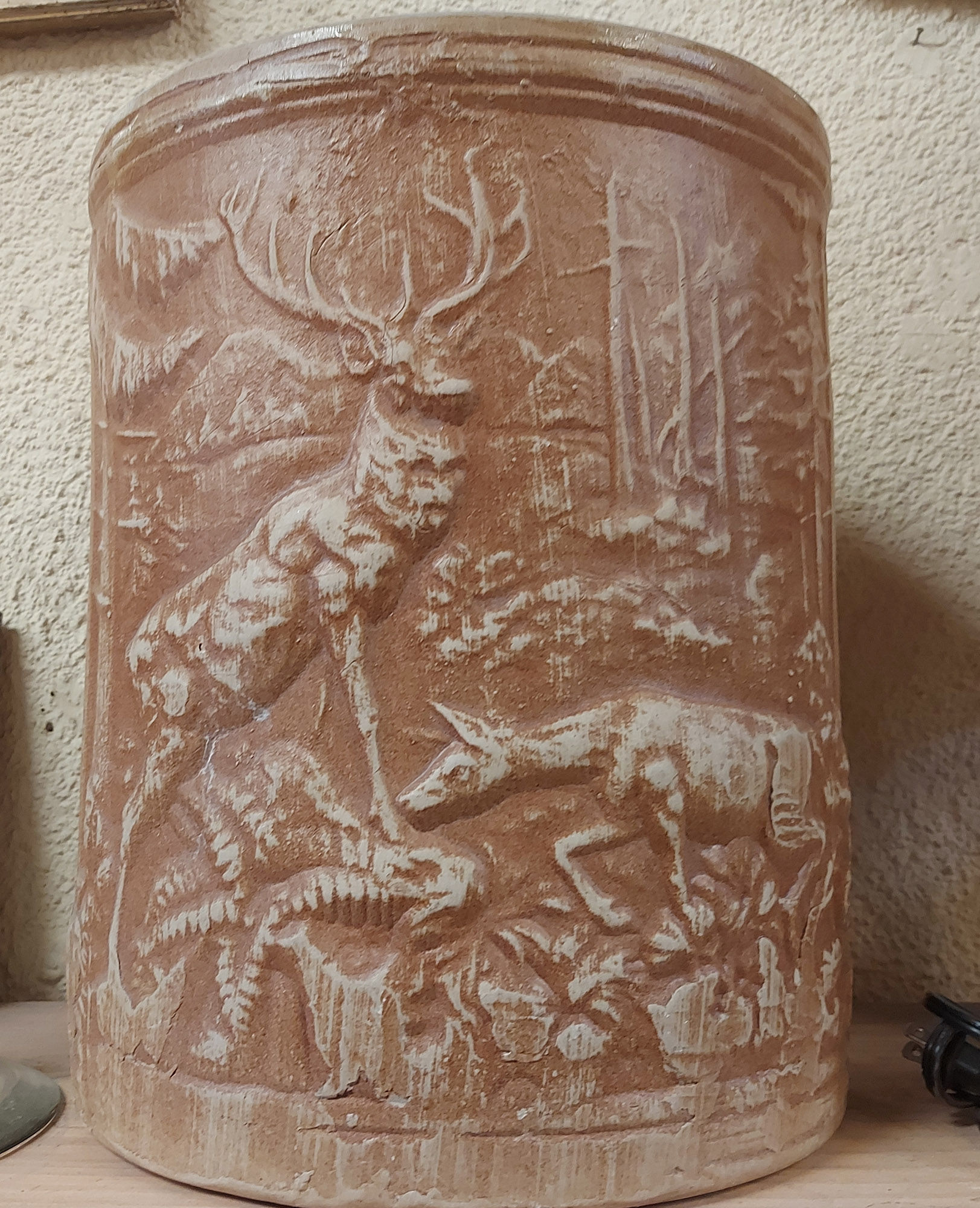 Stoneware-Umbrella-Stand-or-Sand-Jar-Stag-Motif