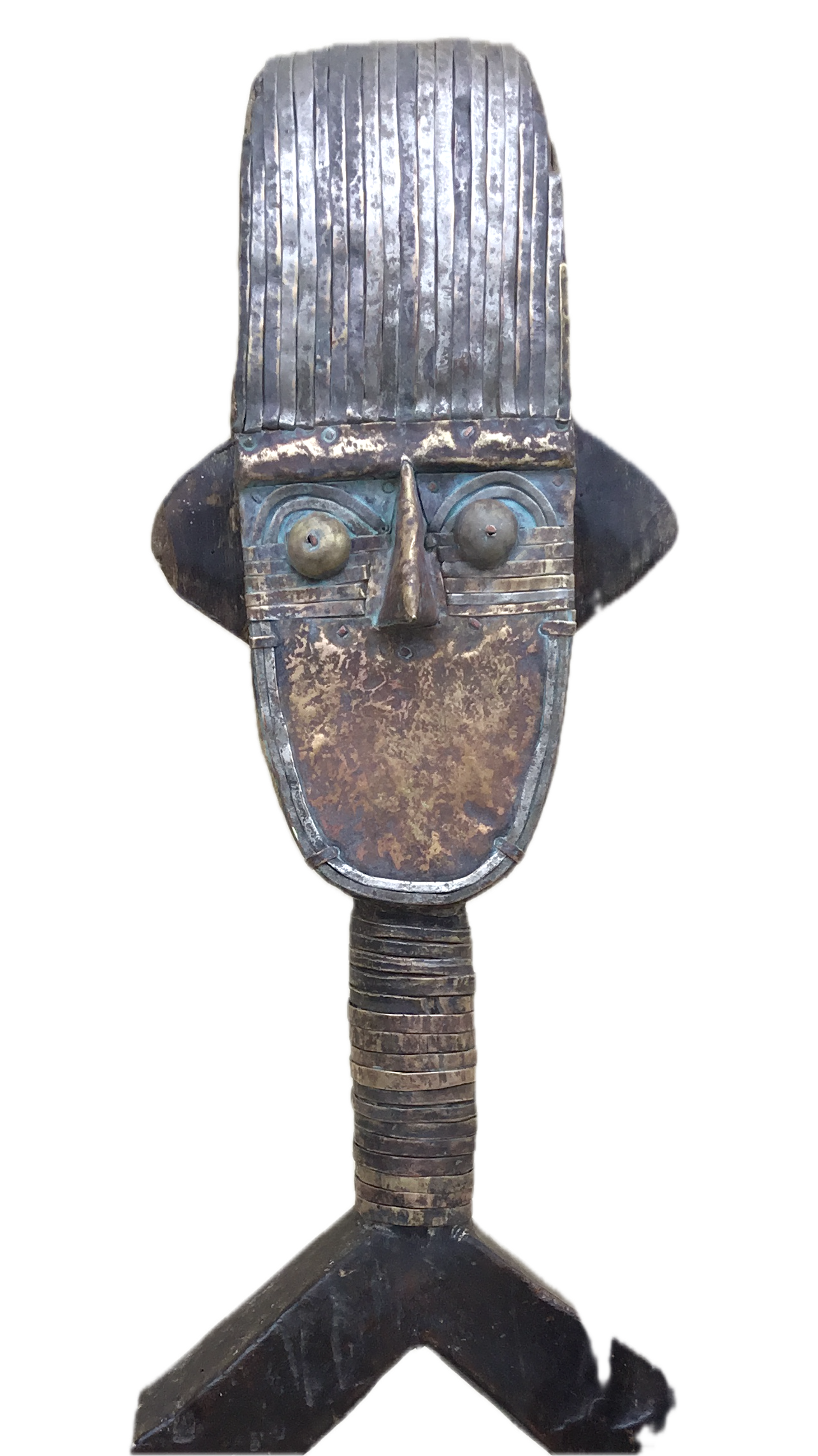 Carved-African-Figure-w/Metal-Trim