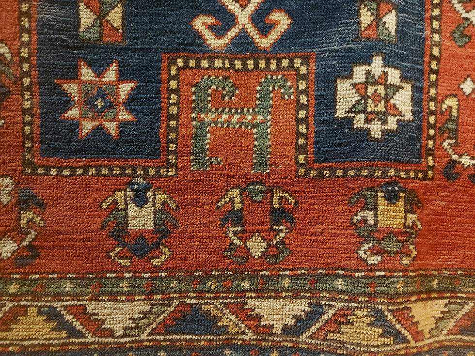 Miniatura: Antique-Fachralo-Kazak-Rug-1880's-43'-by-53"