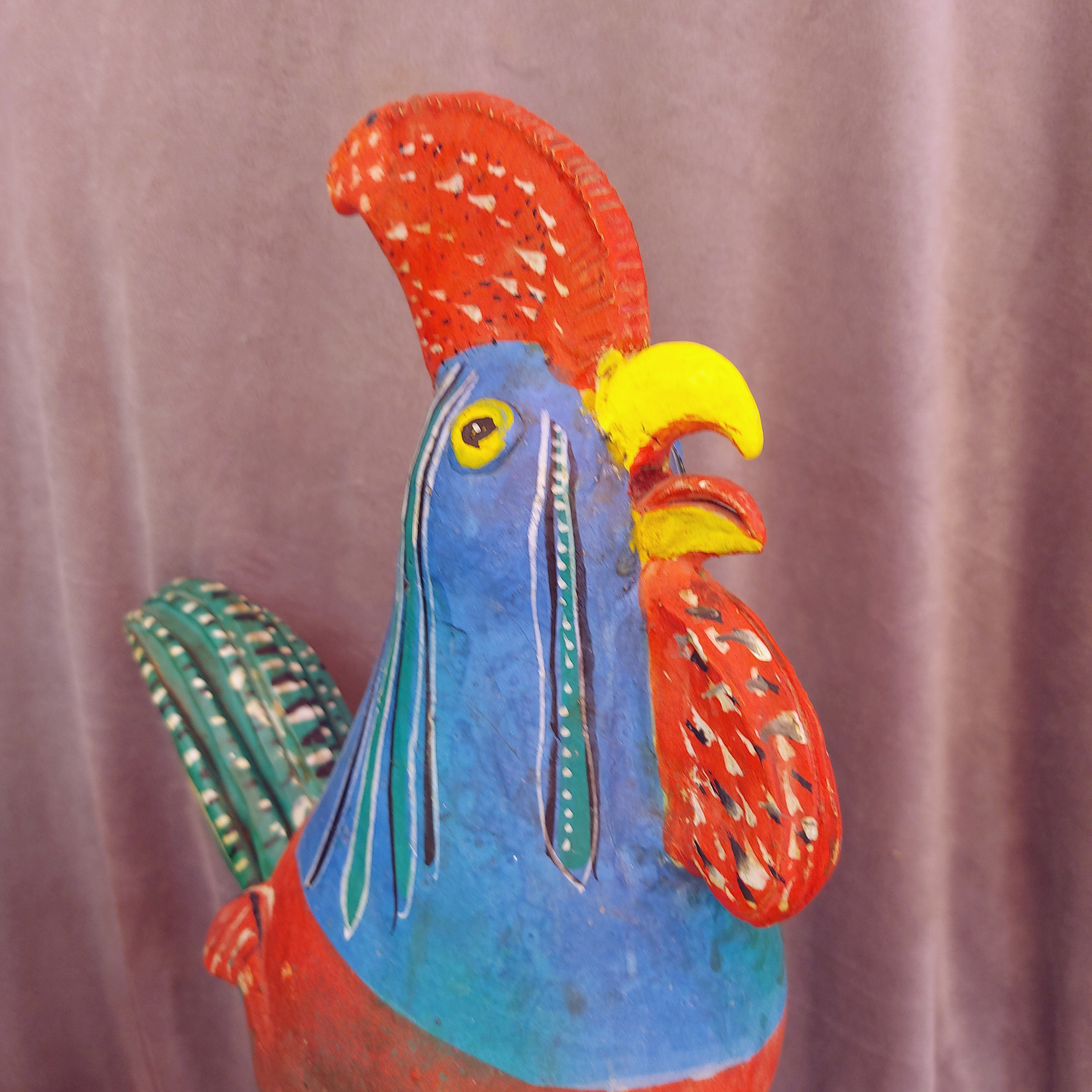 Candelario-Medrano-Mexican-Folk-Art-Red/Yellow-Train-Santa-Cruz-de-las-Huertas