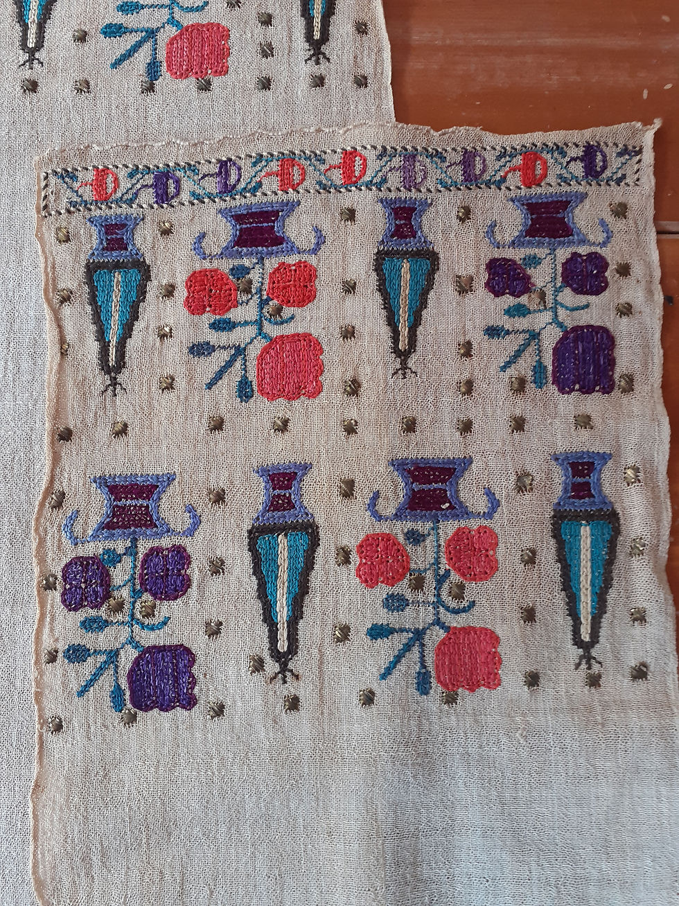 Ottoman-embroidery-19th.c- Turkish-towel-silk-linen