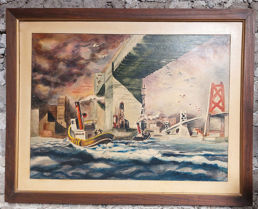 Tug-Boats-Under-Bridge-Benjamin-Franklin-Delaware-River