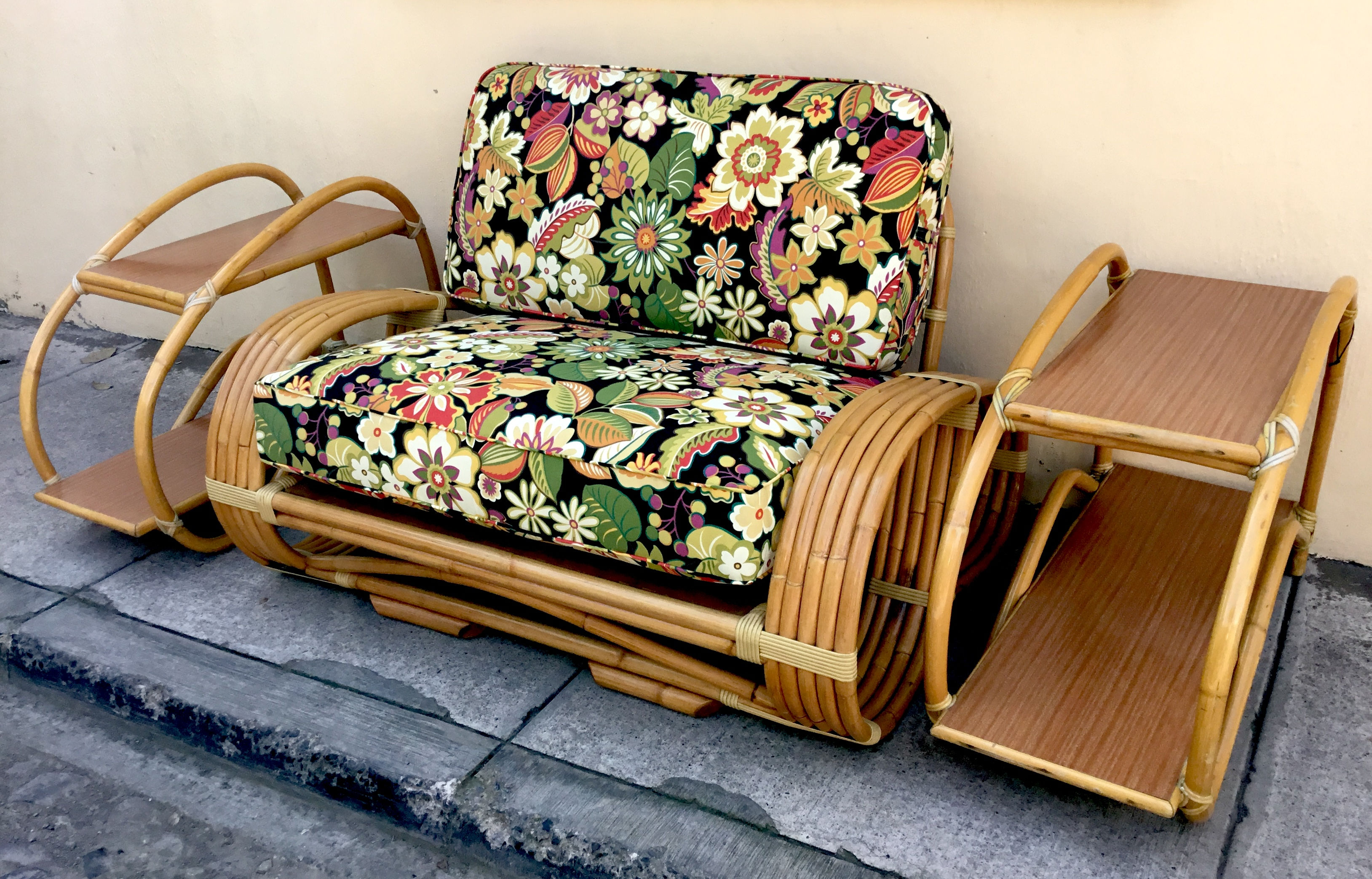 Bradston-Rattan-Pretzel-Loveseat-and-End-Tables