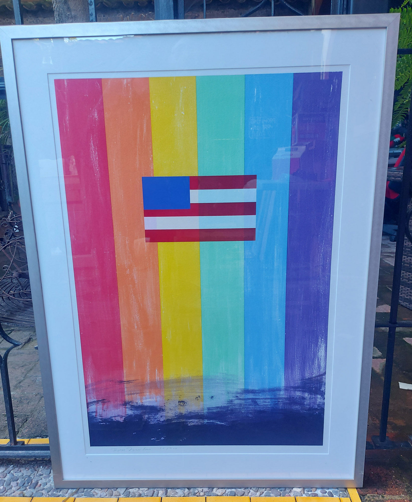 Ross-Bleckner-"Gay-Flag"-Lithograph-signed-numbered