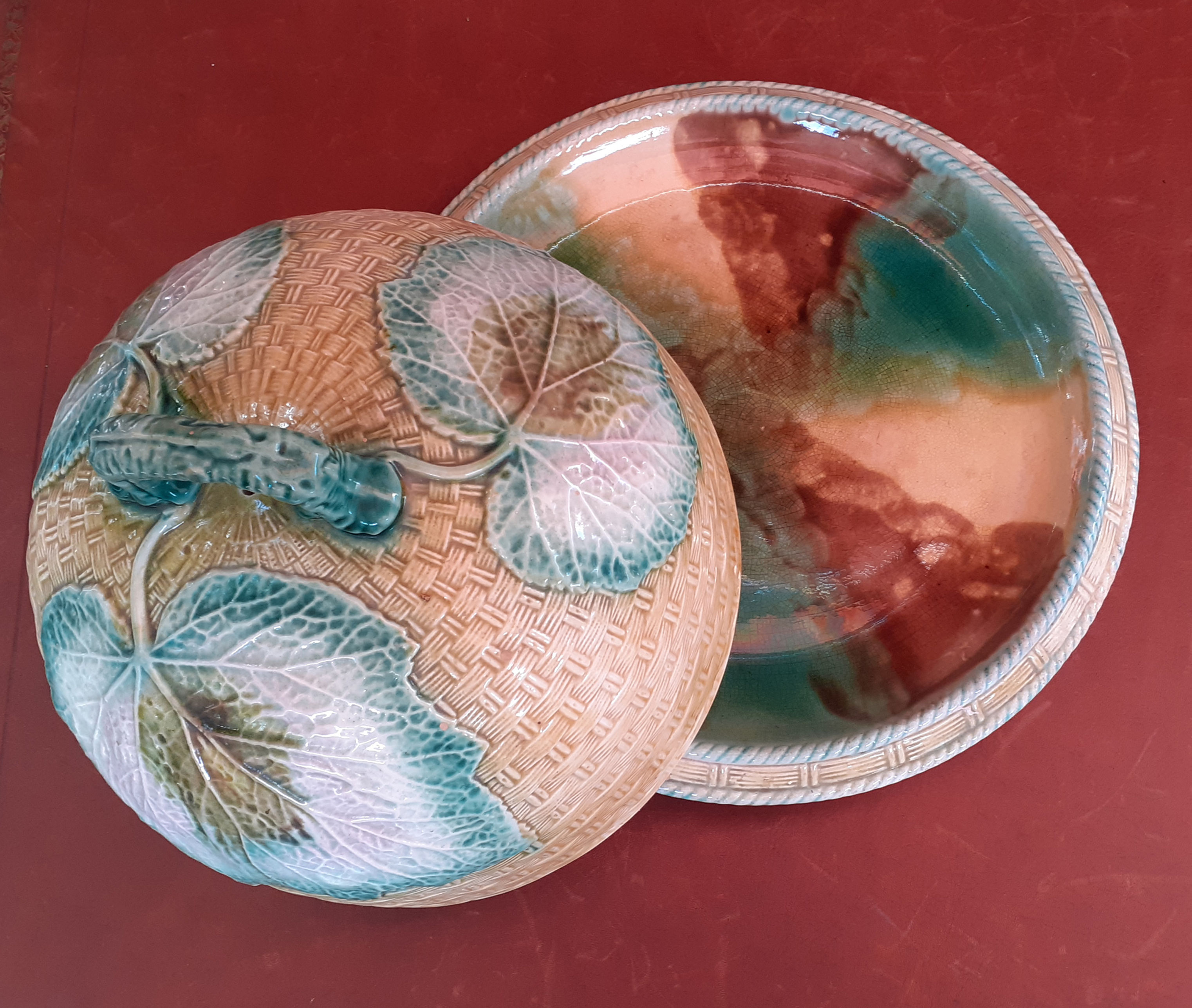 English Majolica Cheese Plate