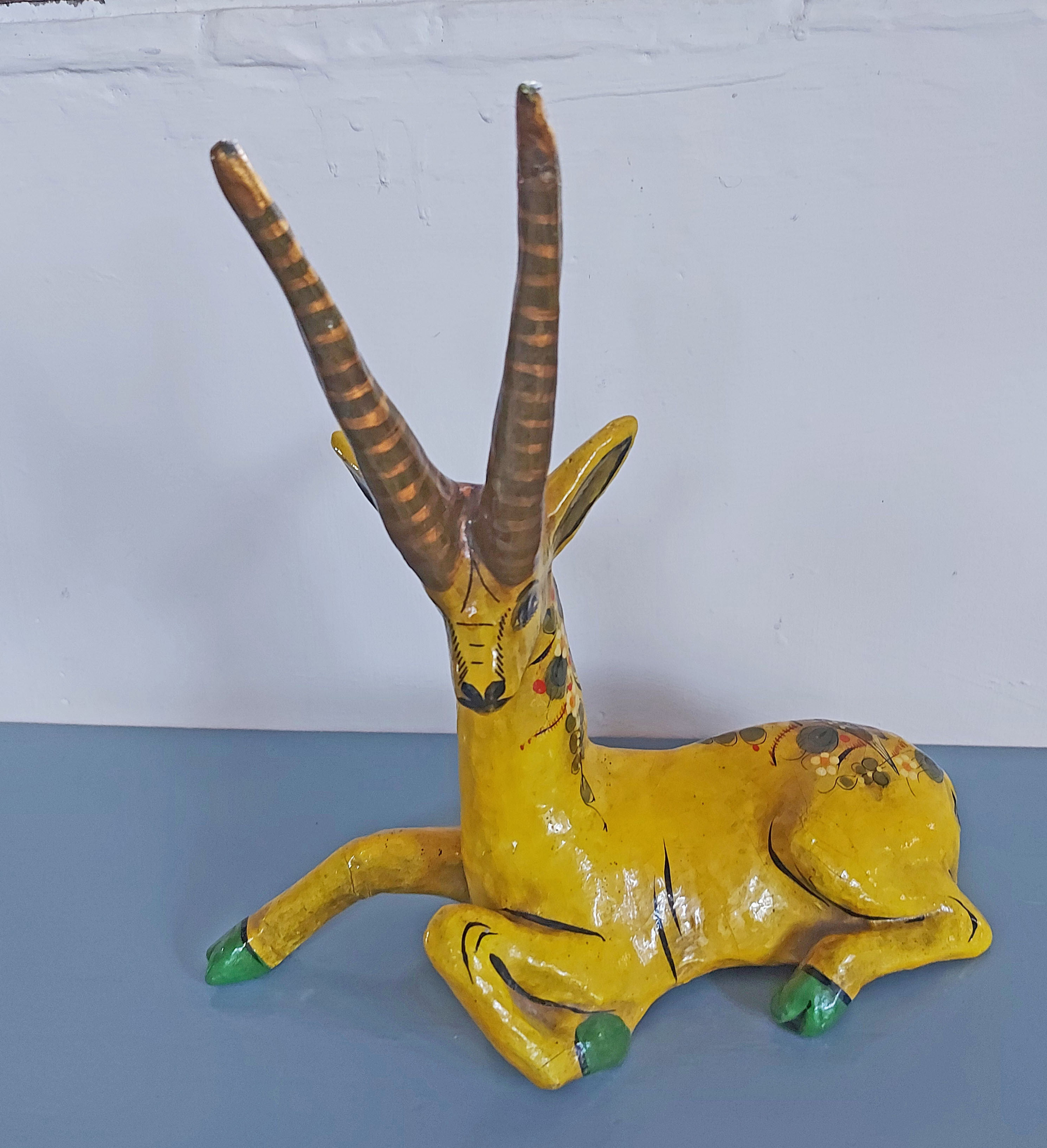 Vintage-Sergio-Bustamante-Paper-Maché-Gazelle-Sermel