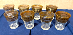 8 Gilt Trim Shot Glasses
