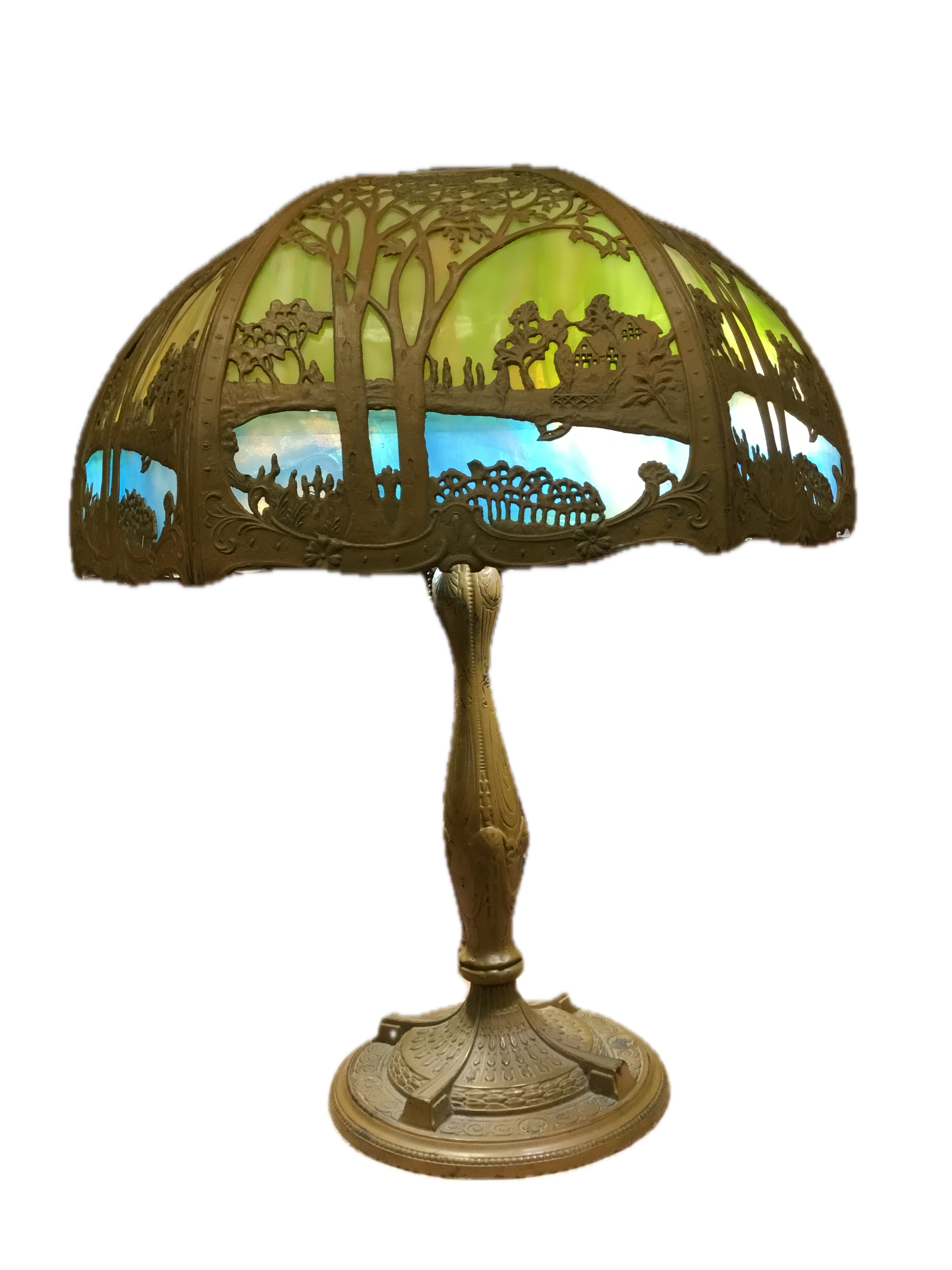 Antique-Slag-Glass-Table-Lamp-21"-Diameter-Shade