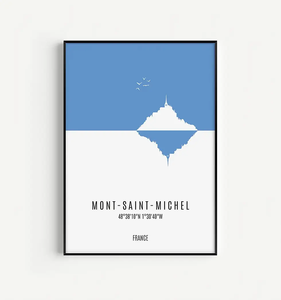 Miniature : Le Mont-Saint-Michel en version miroir - Affiche Akyana bleu