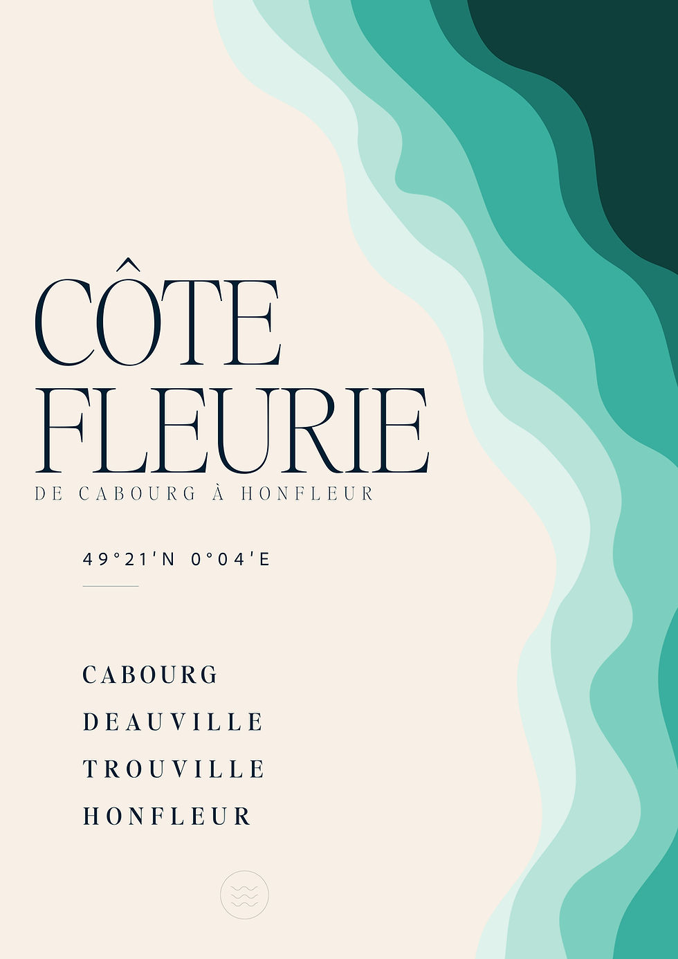 Affiche Côte Fleurie Normandie de Cabourg à Honfleur, décoration murale bord de mer