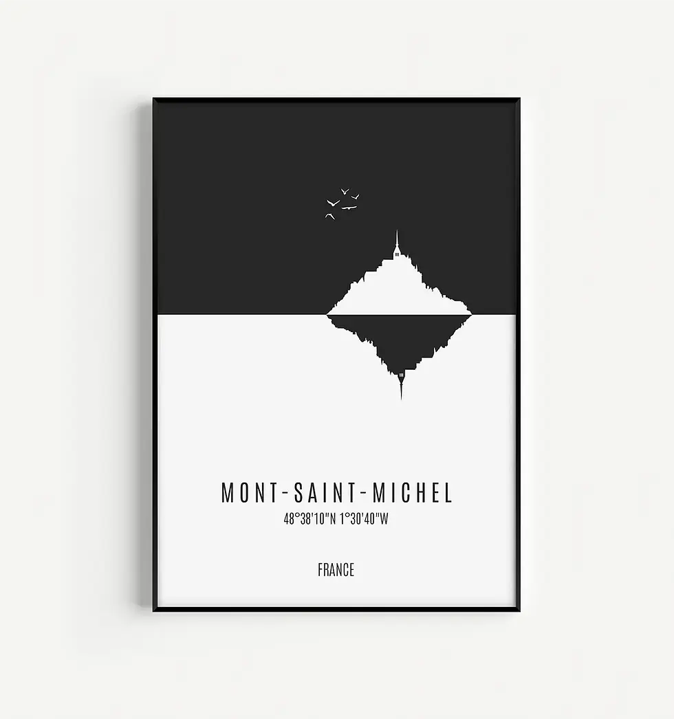 Miniature : Le Mont-Saint-Michel en version miroir - Affiche Akyana gris anthracyte