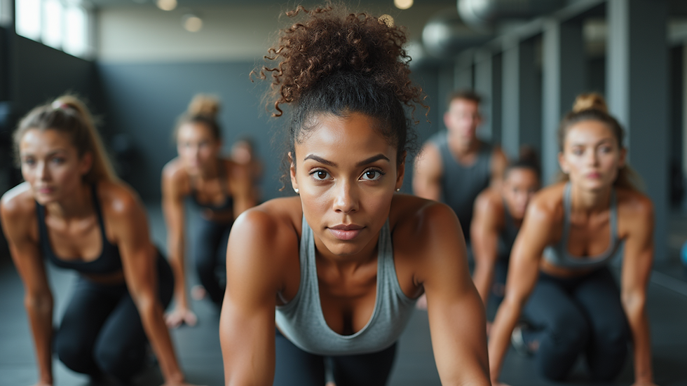 Eye-level view of a group of diverse individuals participating in a CaliX workout session