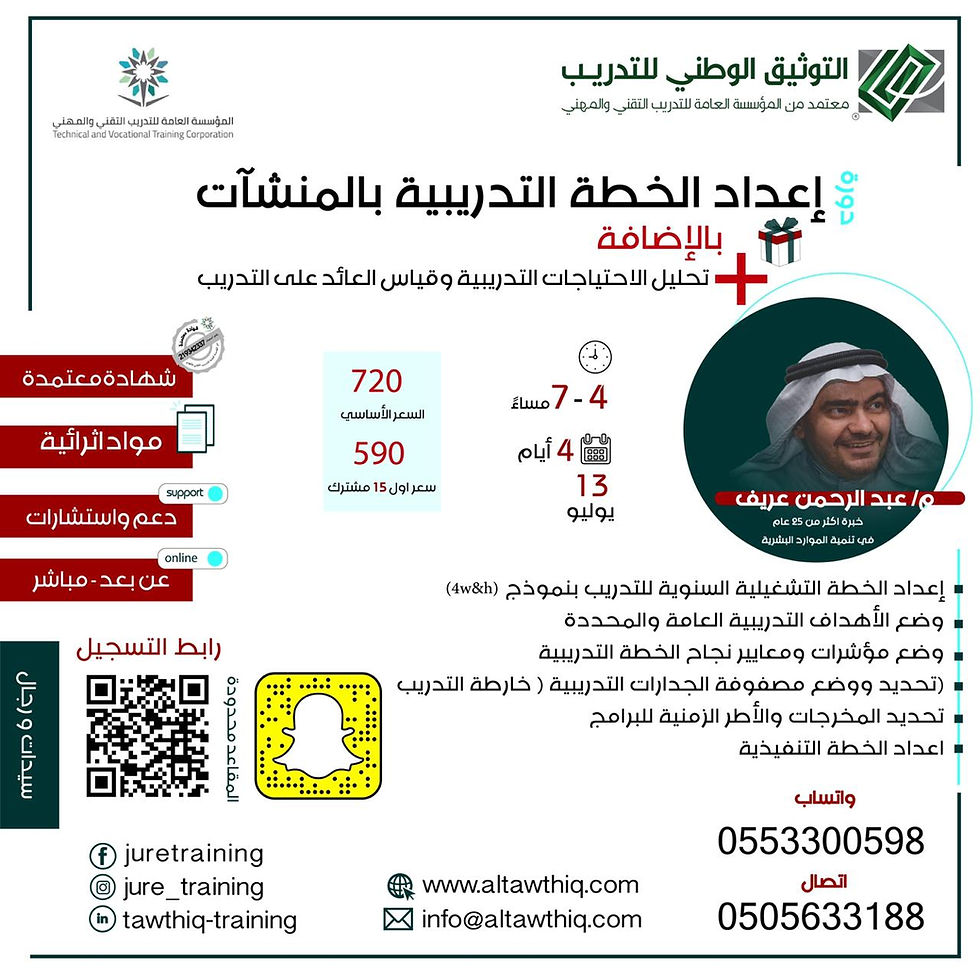 إعداد الخطة التدريبية بالمنشآت