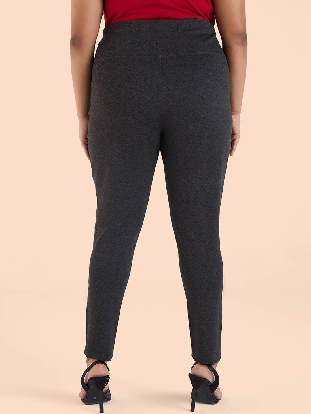 Women Knitted Stretch Ankle-Length Leggings – Charcoal Grey