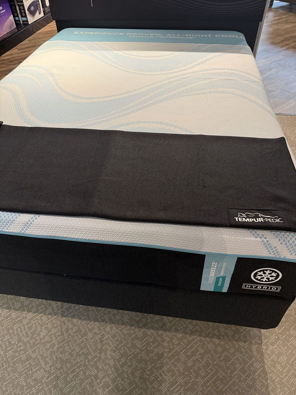 Tempur-Pedic ProBreeze Medium Hybrid mattress photographed during Professor Goodsleep's in-store testing.